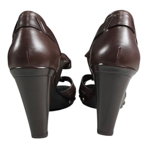 Vintage Stuart Weitzman Brown Leather Heels Women’s Size 8 Made in Spain NWOT - Picture 3 of 14